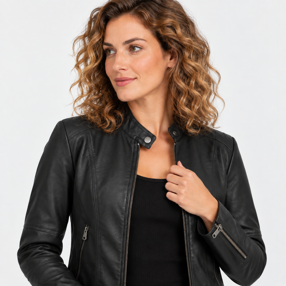 NAJAS | Women’s Leather Jacket Soft Leather Classic Fit Casual Outerwear