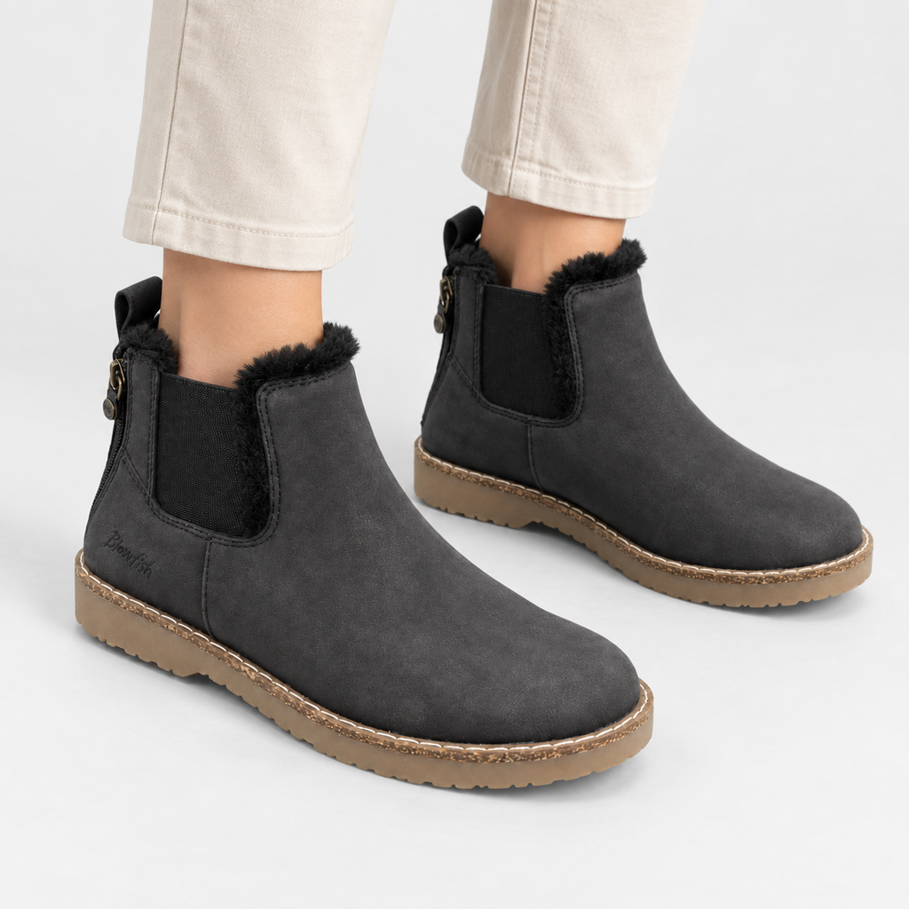NAJAS | Women’s Suede Boots Warm Lined Winter Flat Heel Casual Shoes