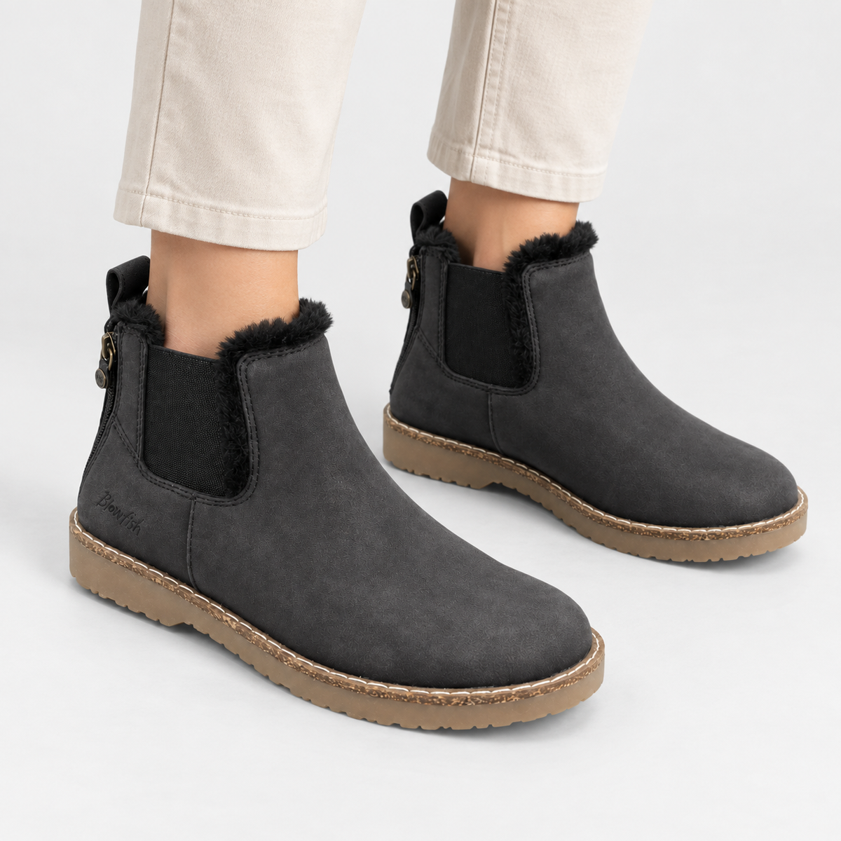 NAJAS | Women’s Suede Boots Warm Lined Winter Flat Heel Casual Shoes