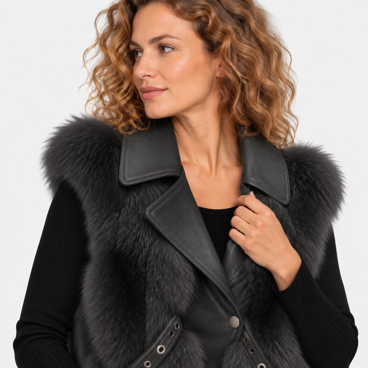 NAJAS | Women’s Plush Vest Jacket Patchwork Style Warm Fashion Coat