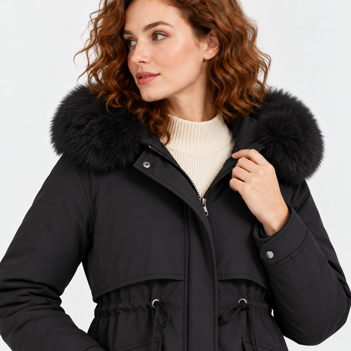 NAJAS | Women's Fur Lined Hooded Winter Parka with Loose Fit