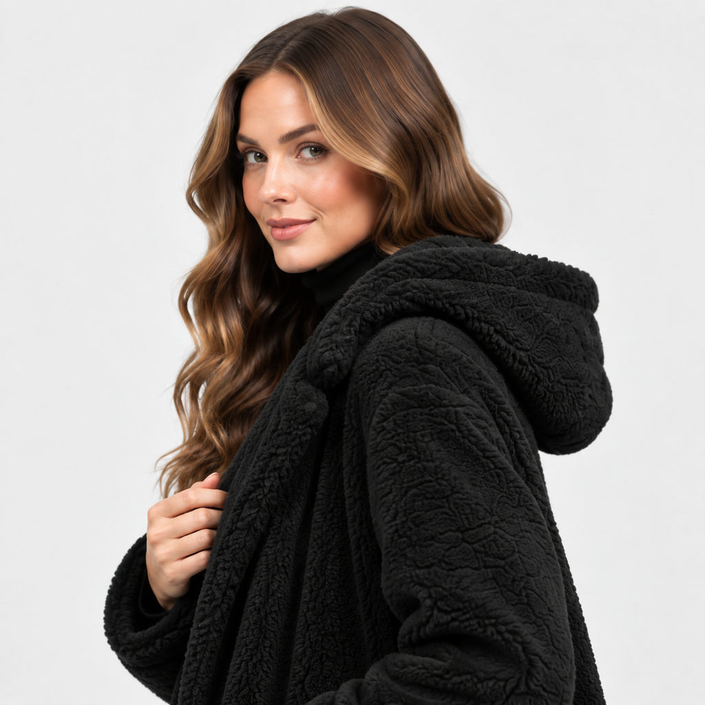 NAJAS | Women’s Teddy Coat Faux Fleece Hooded Long Winter Outerwear