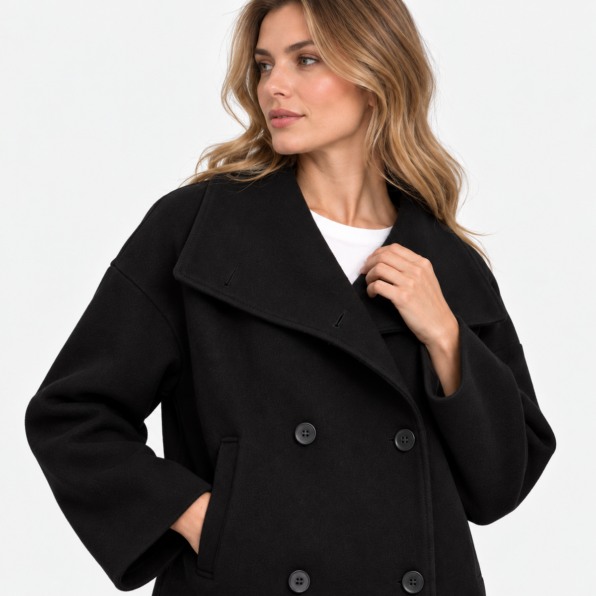 NAJAS | Women’s Double Breasted Coat Stand Collar Elegant Outerwear