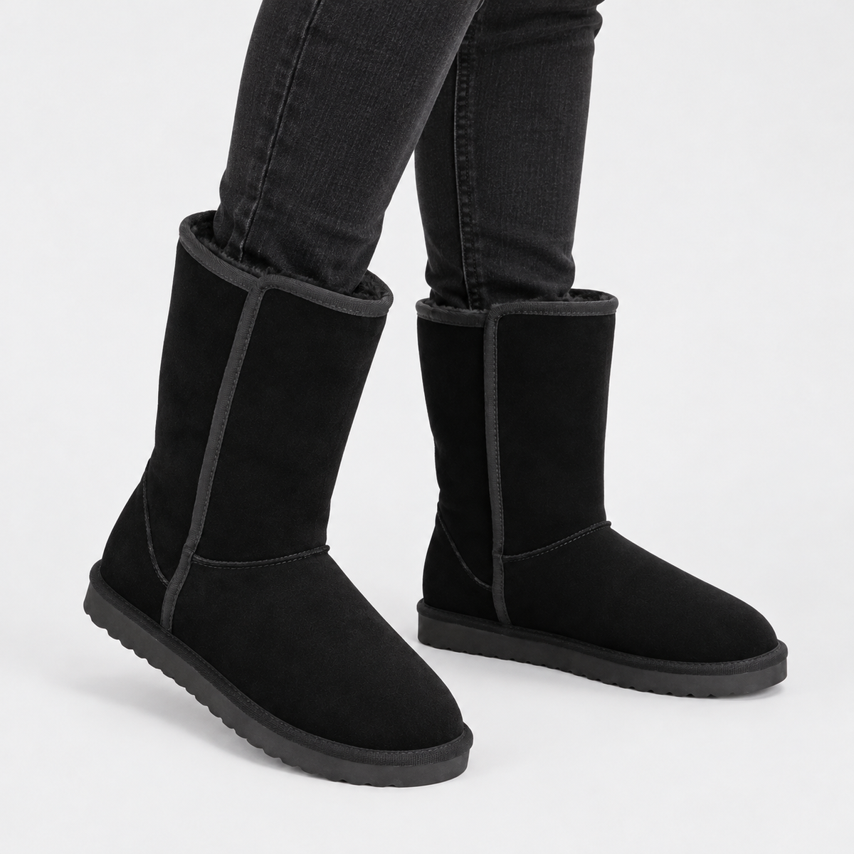 NAJAS | Women's Suede Knee High Winter Boots with Fleece Lining