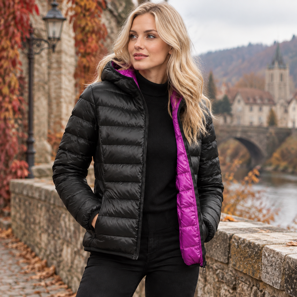 NAJAS | Women’s Duck Down Jacket Nylon Hooded Lightweight Winter Coat