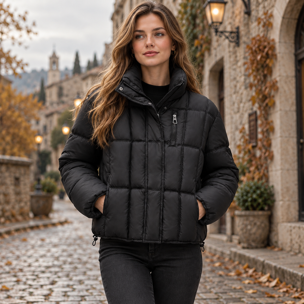 NAJAS | Women’s Loose Fit Puffer Coat Pocket Detail Casual Jacket