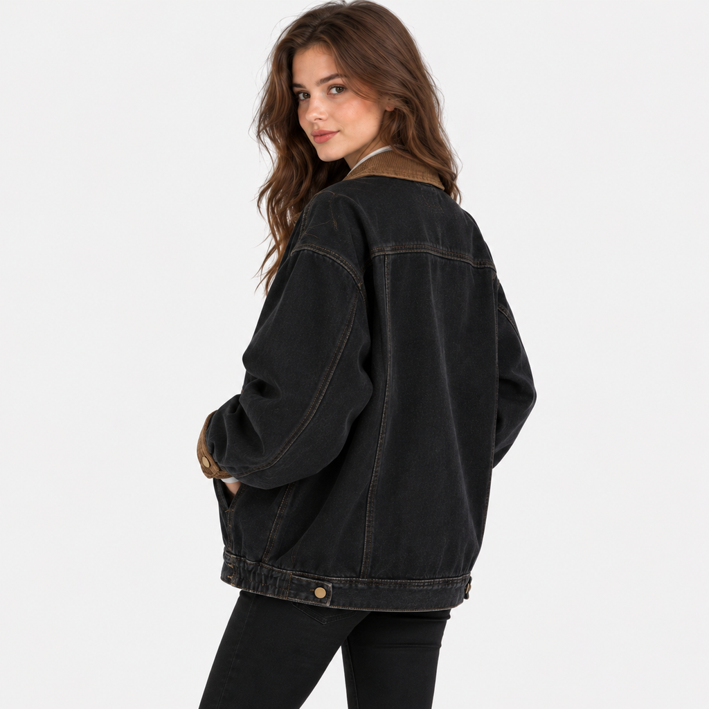 NAJAS | Women's Vintage Denim Jacket with Single Breasted Closure