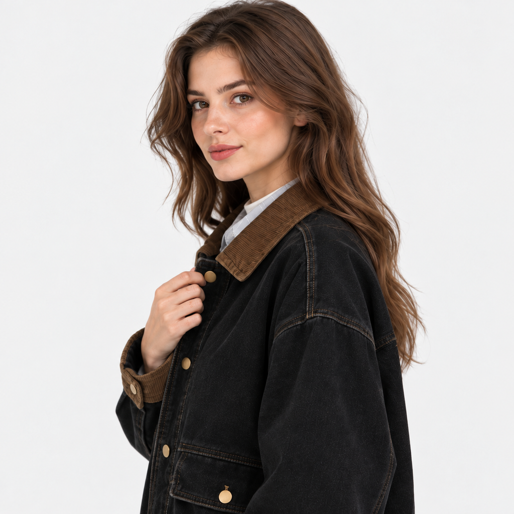 NAJAS | Women's Vintage Denim Jacket with Single Breasted Closure