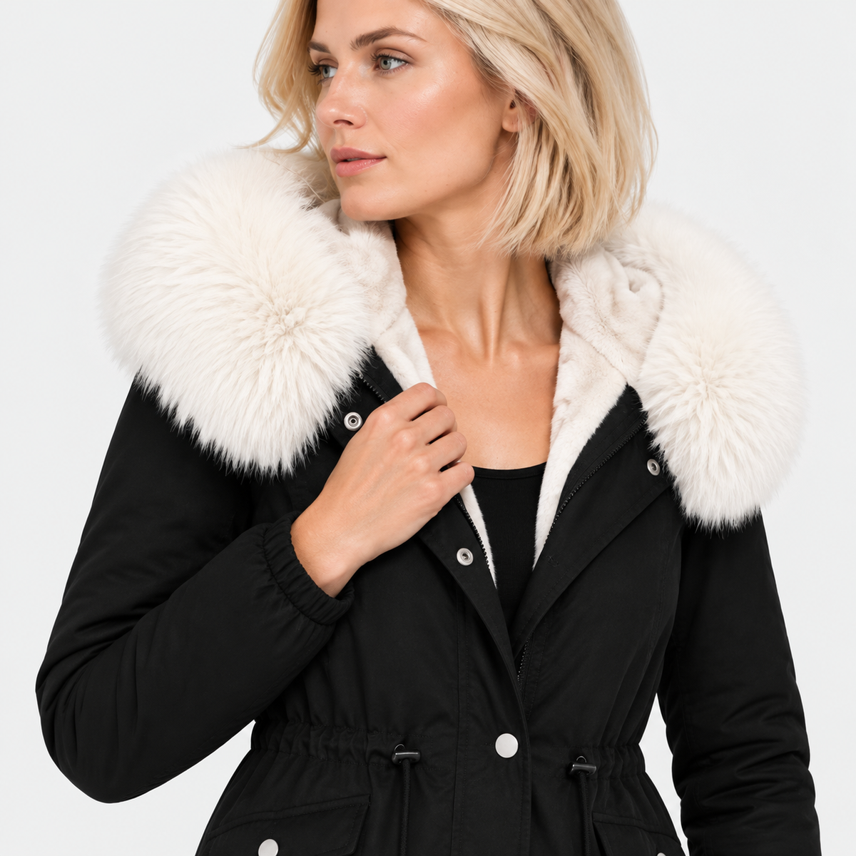 NAJAS | Women's Plush Hooded Jacket Drawstring Warm Winter Outerwear