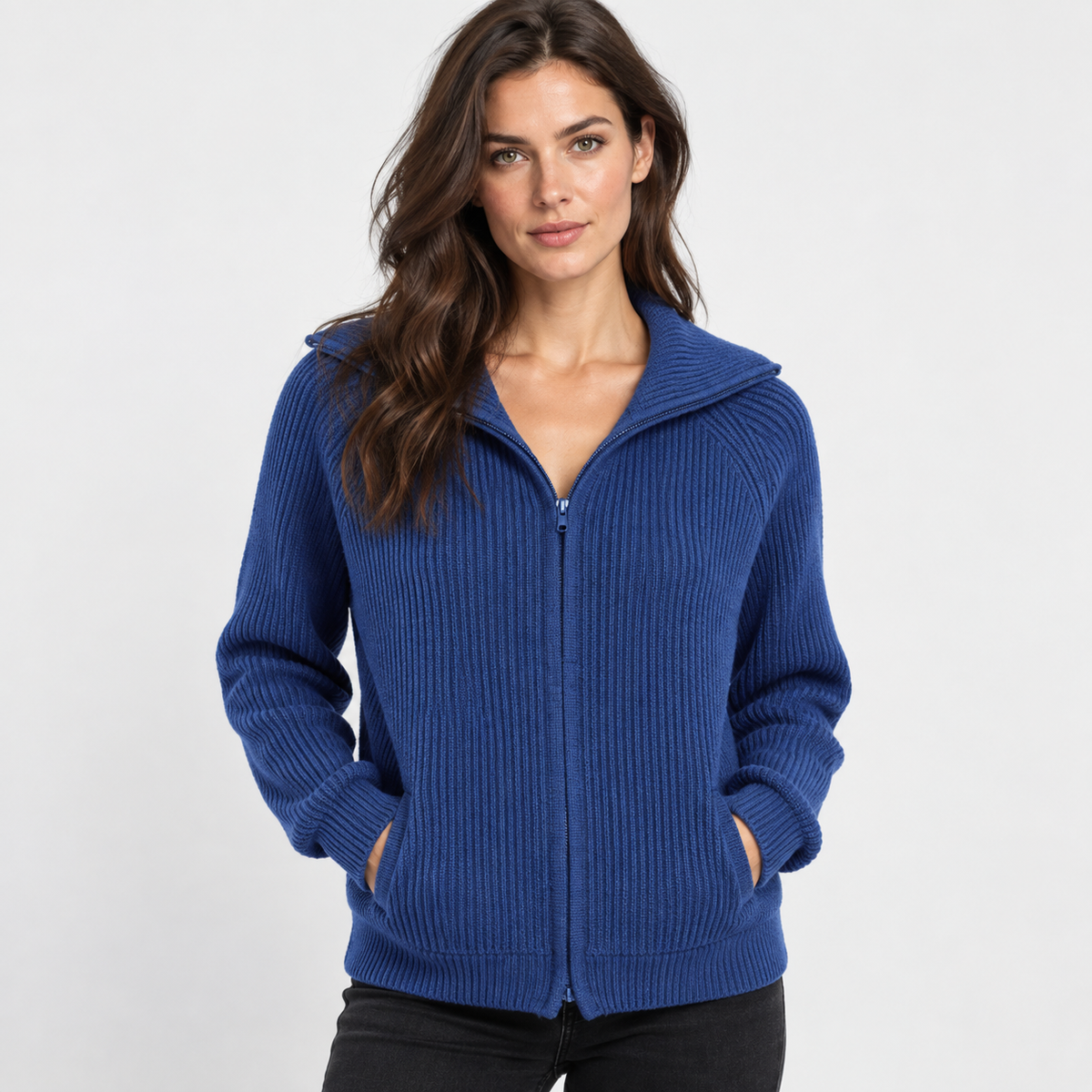 NAJAS | Women’s Knitted Sweater Jacket Warm Striped Casual Outerwear