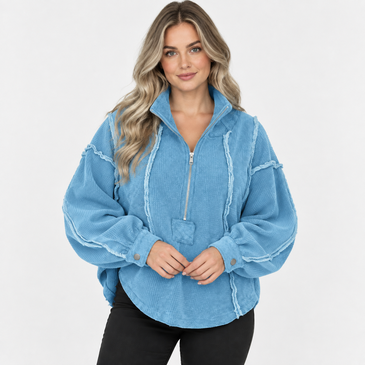 NAJAS | Women’s Pullover Sweater Frayed Hem Casual Fall Winter Knit Top