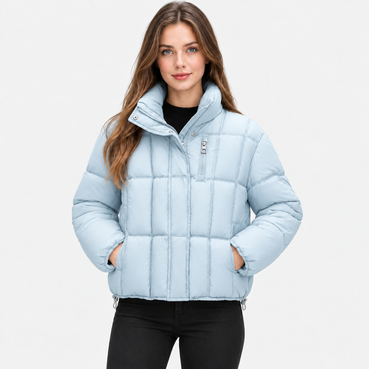NAJAS | Women’s Loose Fit Puffer Coat Pocket Detail Casual Jacket