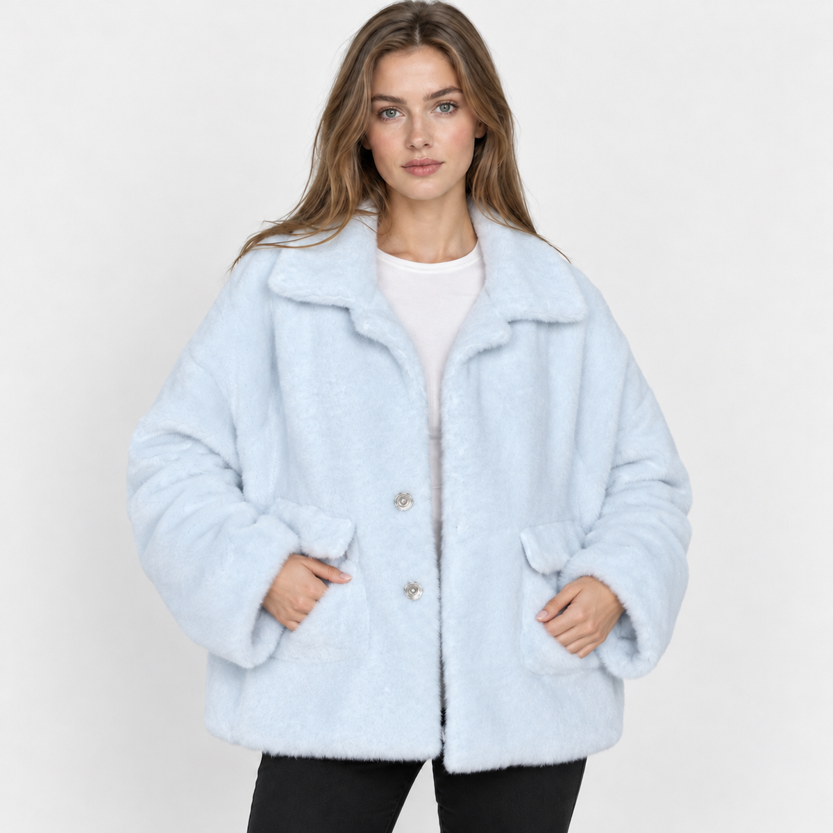 NAJAS | Women's Fleece Coat Plush Lapel Collar Warm Winter Jacket