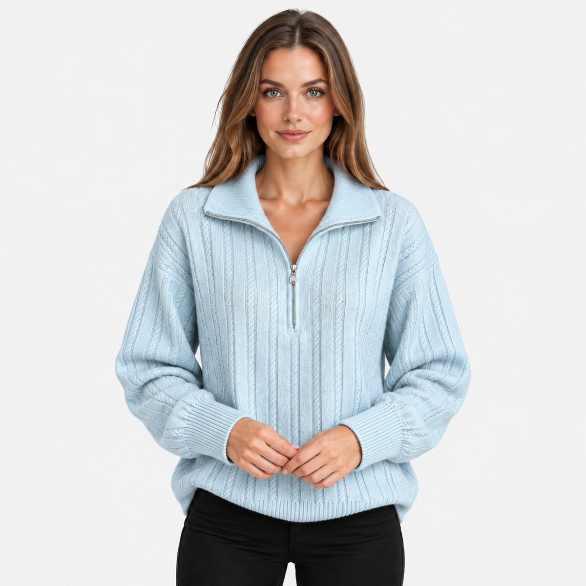 NAJAS | Women’s Knit Sweater Zip Up Pullover Thick Warm Casual Top