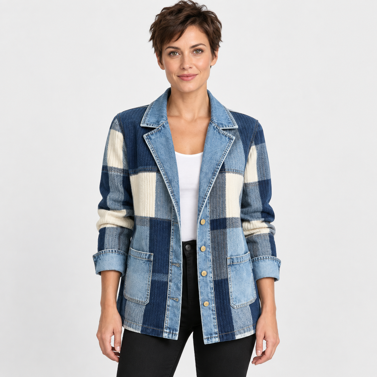 NAJAS | Women’s Plaid Cardigan Coat Mid Length Vintage Spring Fall Outerwear
