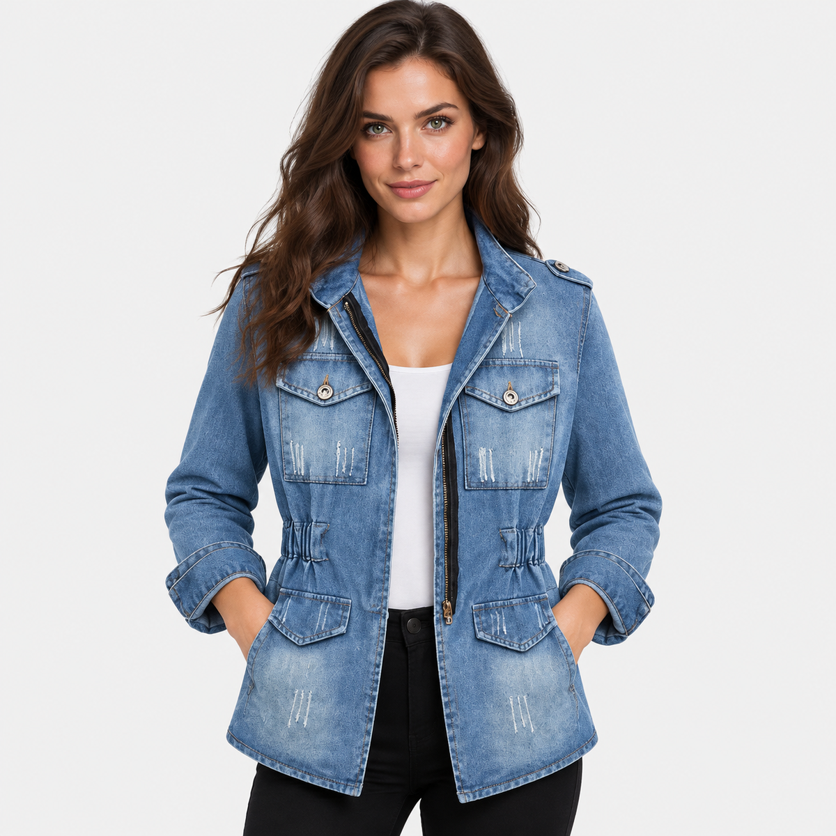 NAJAS | Women's Cotton Denim Jacket Classic Casual Jean Outerwear