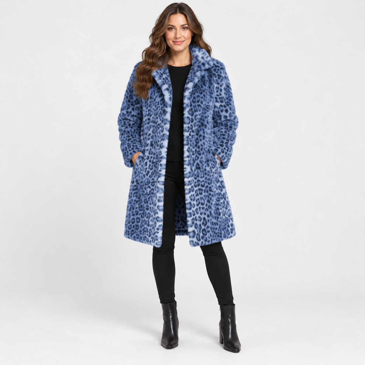 NAJAS | Women’s Leopard Print Coat Soft Plush Casual Fall Jacket