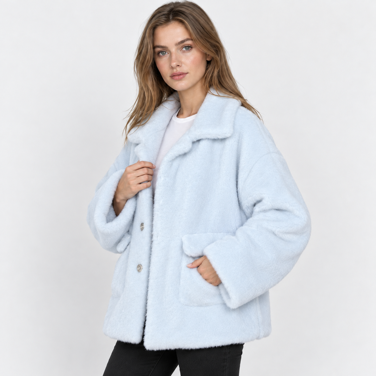 NAJAS | Women's Fleece Coat Plush Lapel Collar Warm Winter Jacket