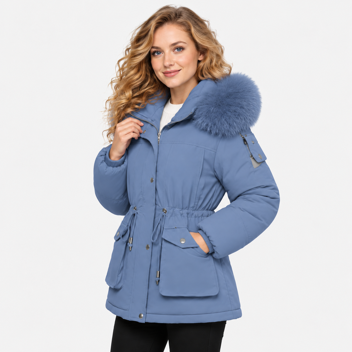 NAJAS | Women’s Velvet Padded Winter Jacket Thick Warm Casual Coat