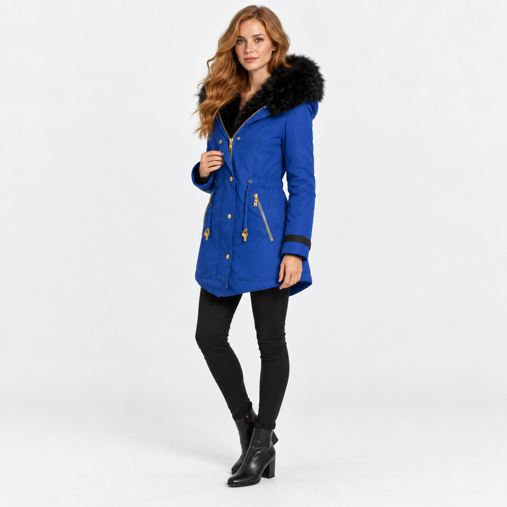 NAJAS | Women’s Faux Fur Collar Coat Polyester Thick Winter Outerwear