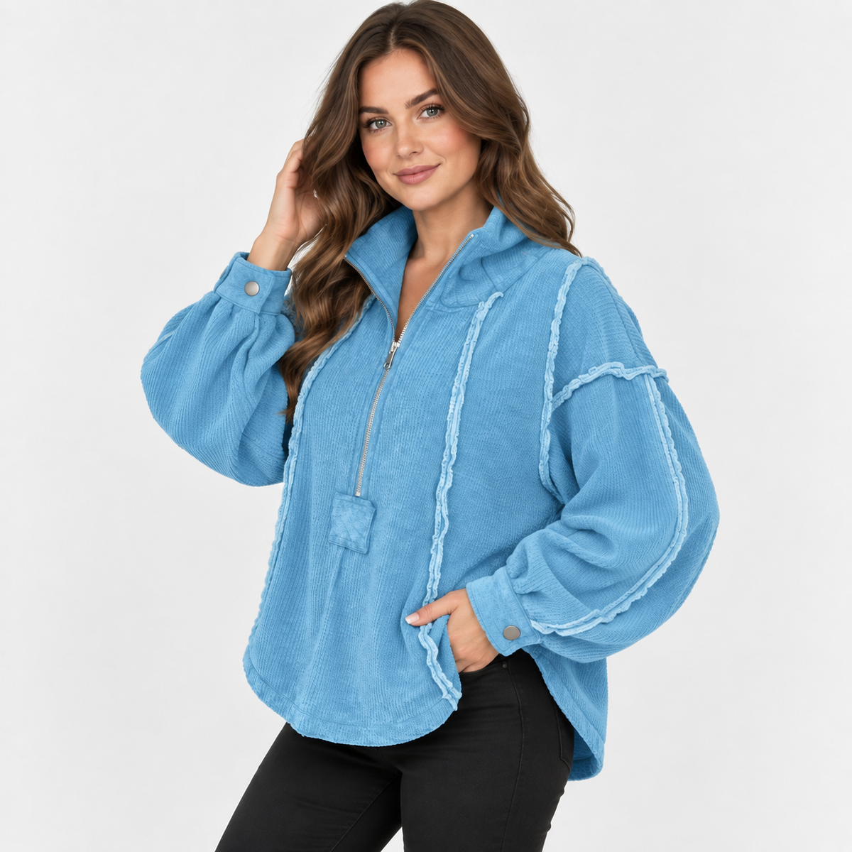 NAJAS | Women’s Pullover Sweater Frayed Hem Casual Fall Winter Knit Top
