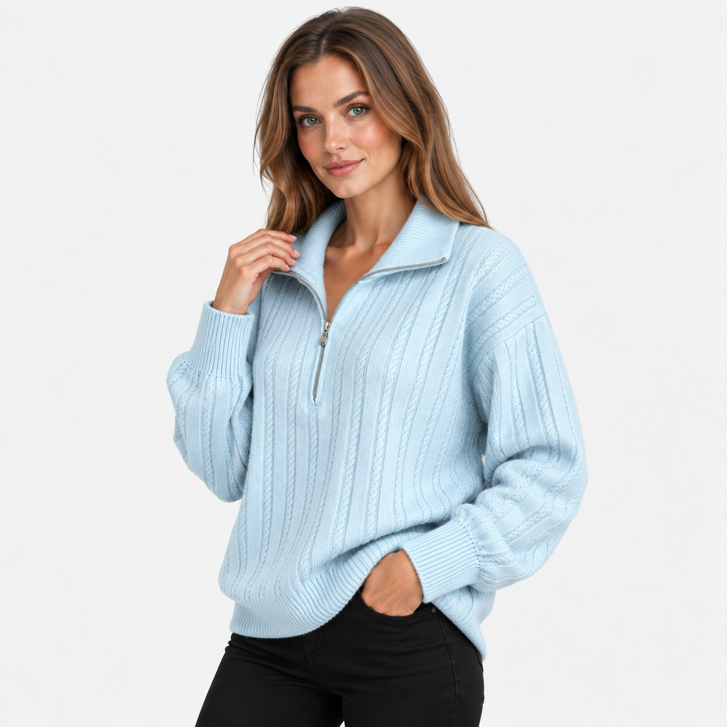 NAJAS | Women’s Knit Sweater Zip Up Pullover Thick Warm Casual Top