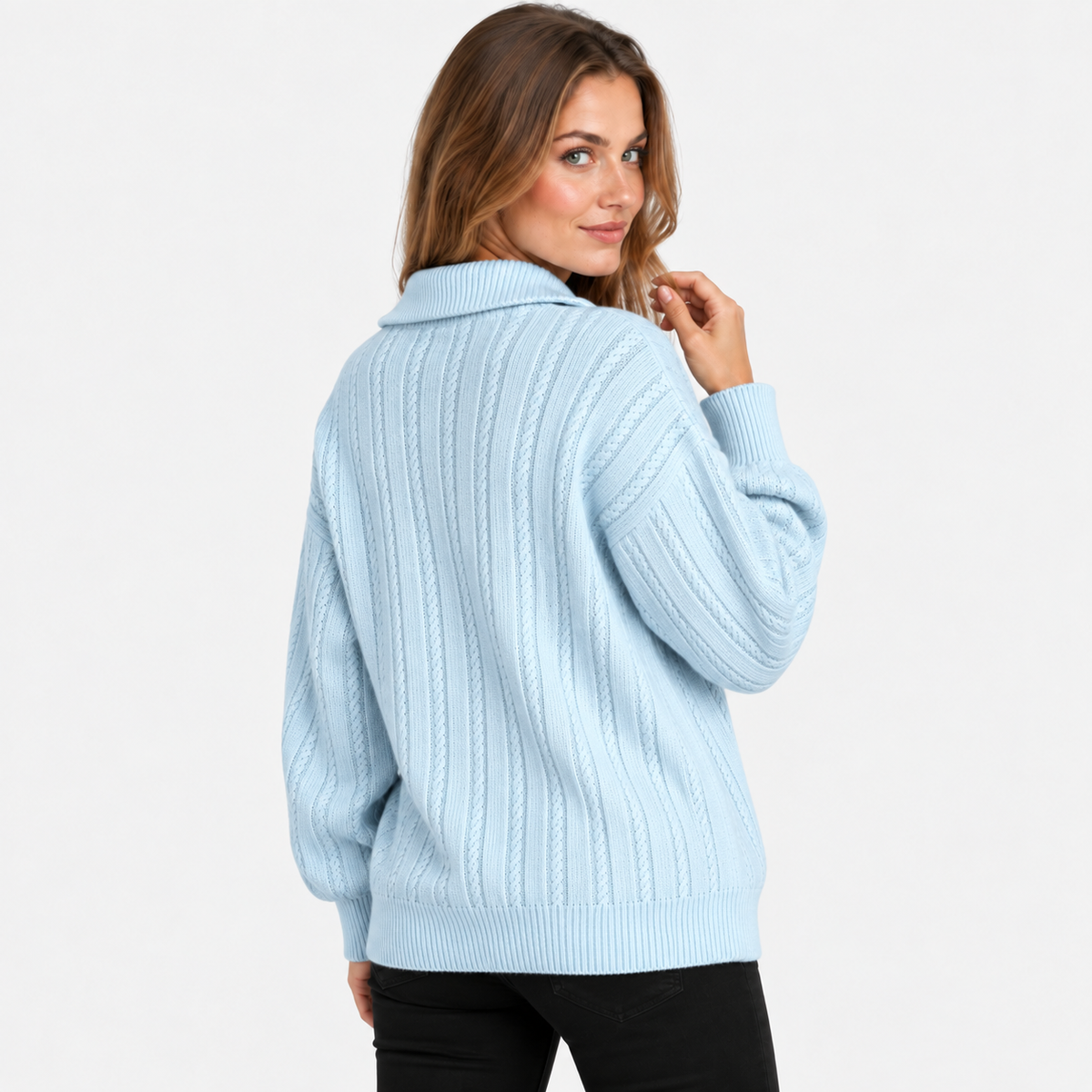 NAJAS | Women’s Knit Sweater Zip Up Pullover Thick Warm Casual Top