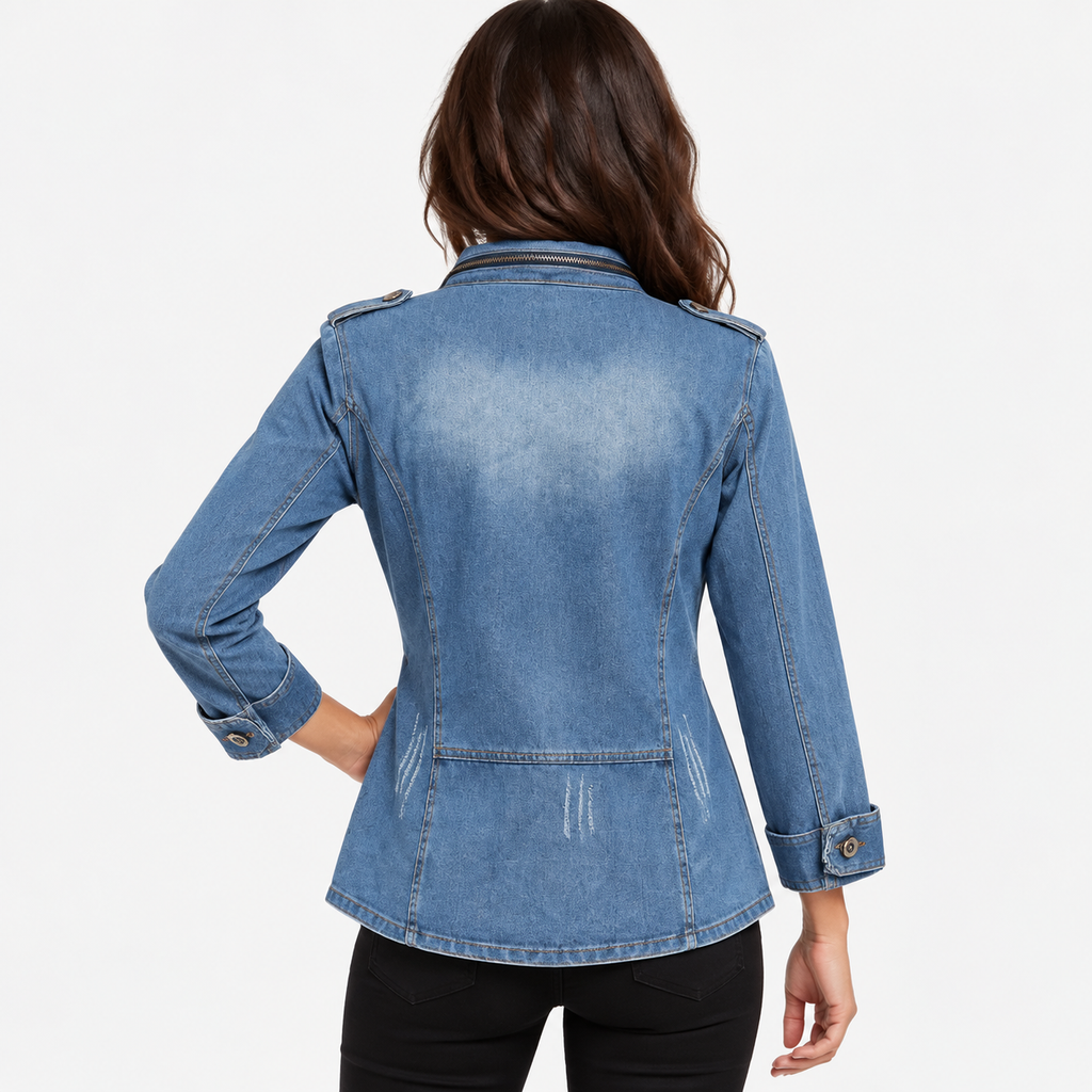 NAJAS | Women's Cotton Denim Jacket Classic Casual Jean Outerwear