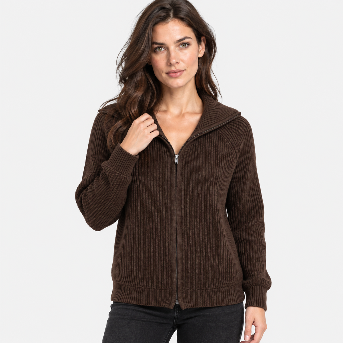 NAJAS | Women’s Knitted Sweater Jacket Warm Striped Casual Outerwear