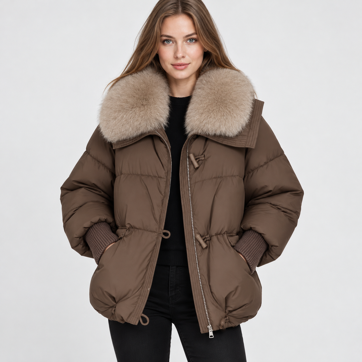 NAJAS | Women's Fur Collar Winter Jacket Warm Padded Short Coat