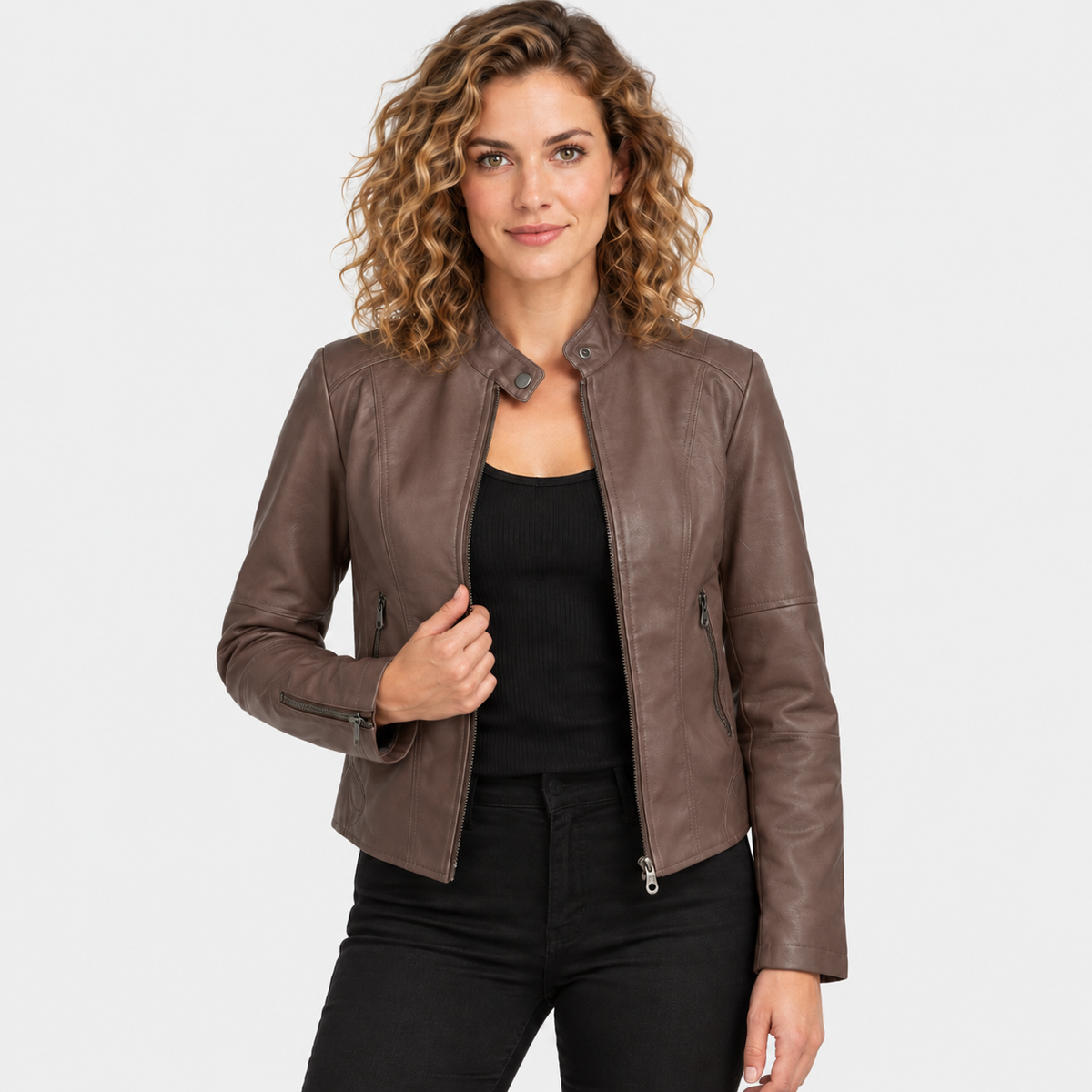 NAJAS | Women’s Leather Jacket Soft Leather Classic Fit Casual Outerwear