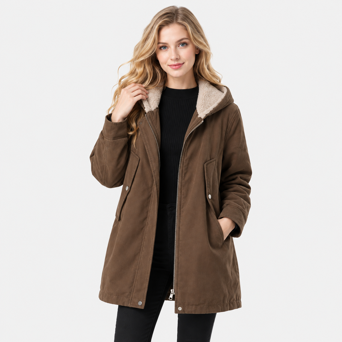 NAJAS | Women's Cotton Hooded Parka with Thick Fleece Lining