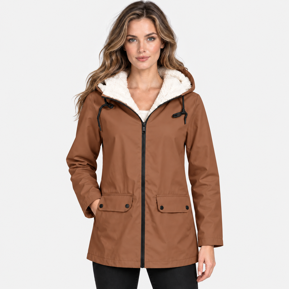 NAJAS | Women's Fleece Lined Hooded Jacket Windproof Winter Outerwear