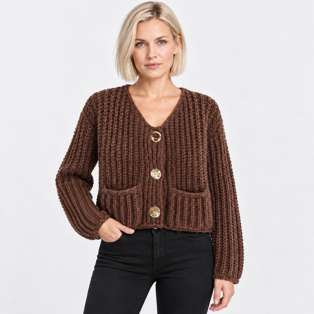 NAJAS | Women’s Single Breasted Coat Double Pocket Elegant Outerwear