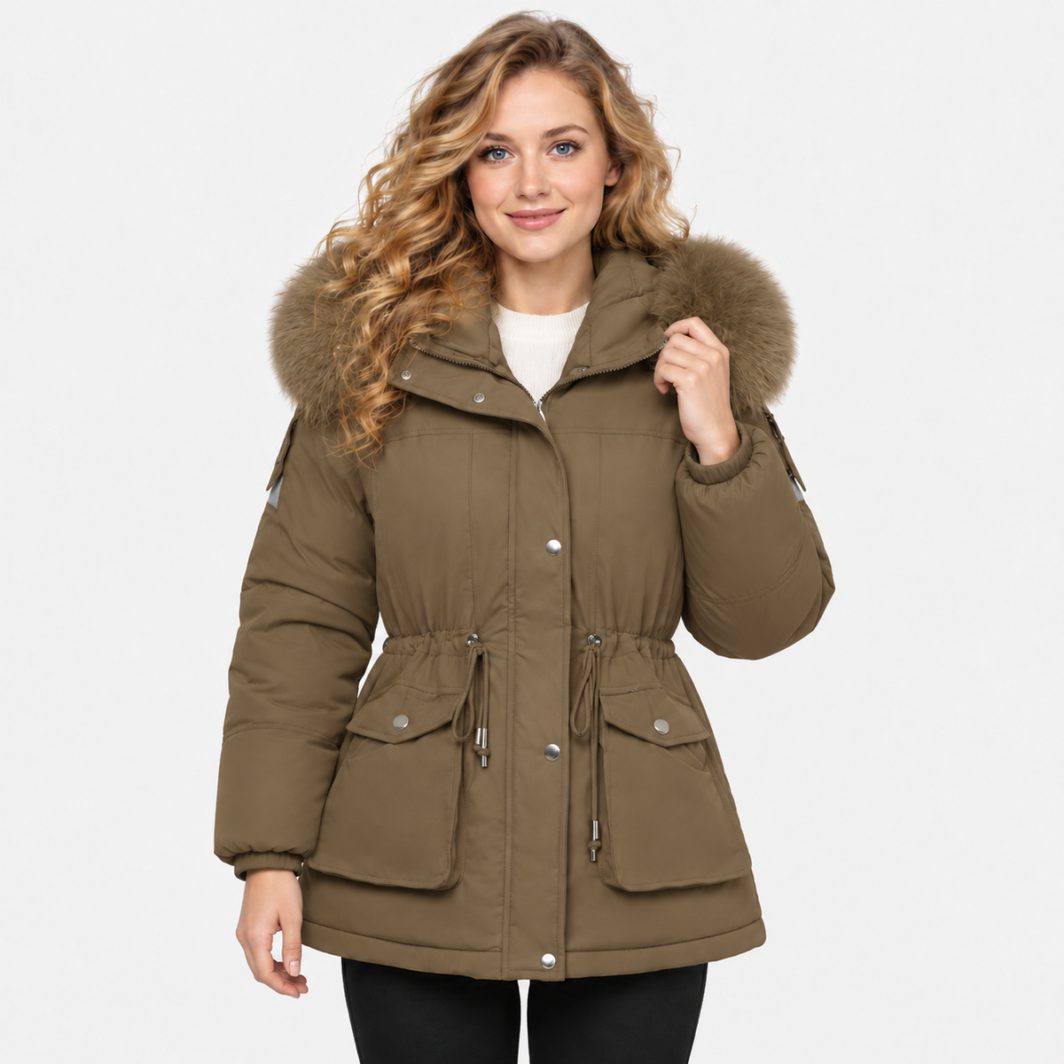 NAJAS | Women’s Velvet Padded Winter Jacket Thick Warm Casual Coat