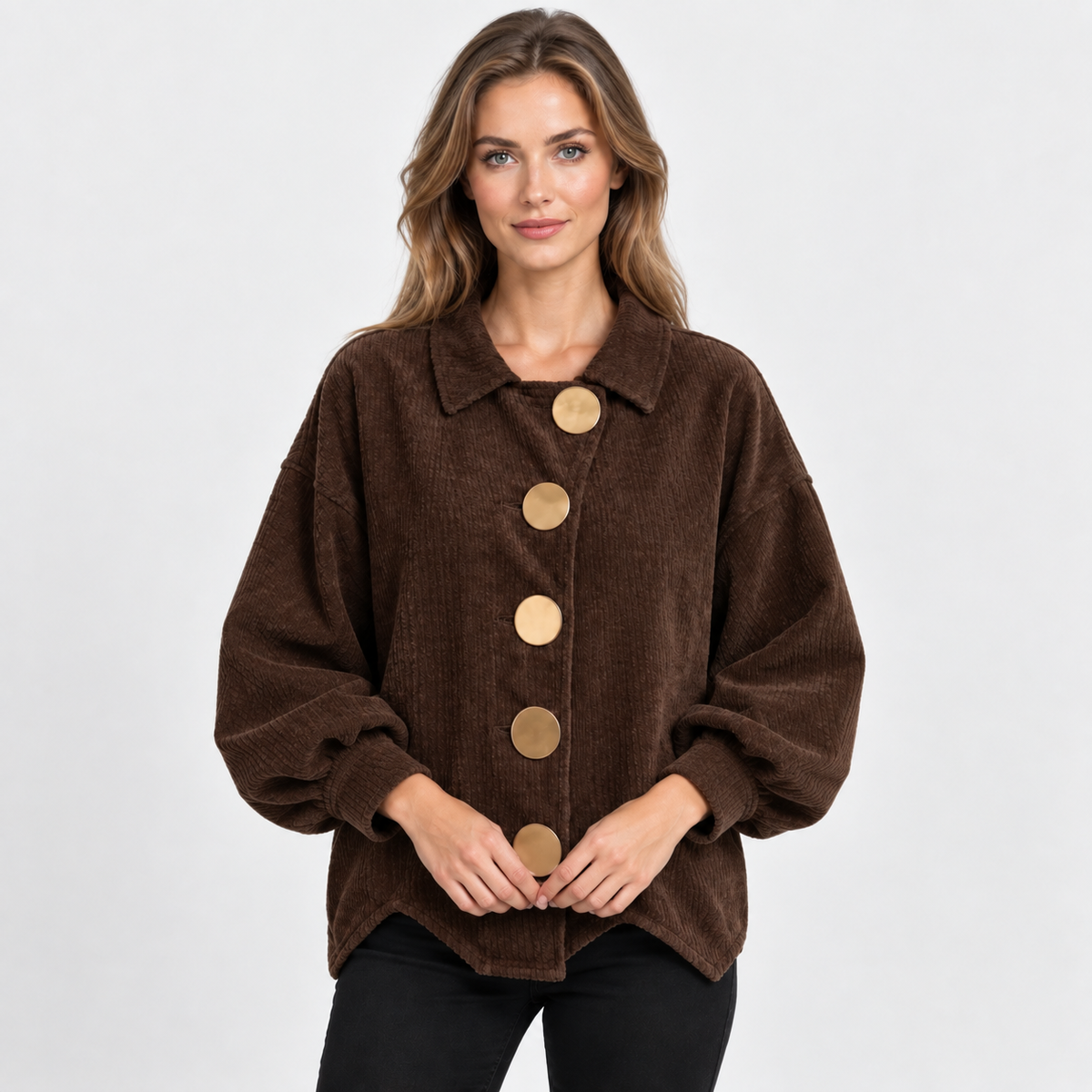 NAJAS | Women’s Corduroy Jacket Oversized Button Vintage Fall Outerwear
