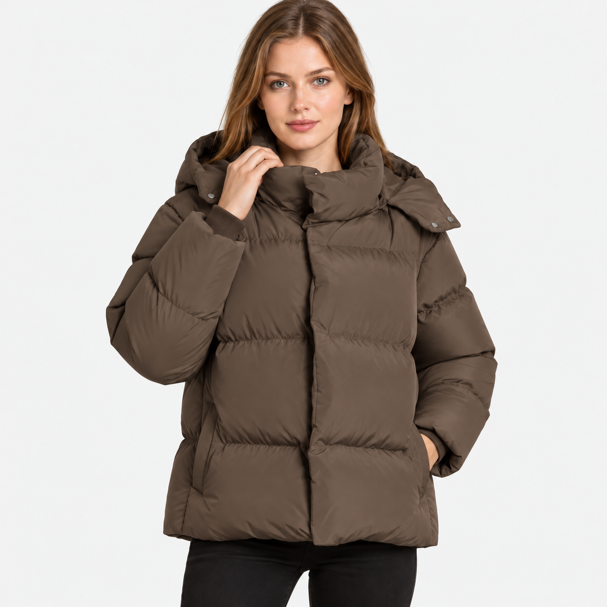 NAJAS | Women's Hooded Cotton Coat Detachable Hood Padded Workwear Jacket