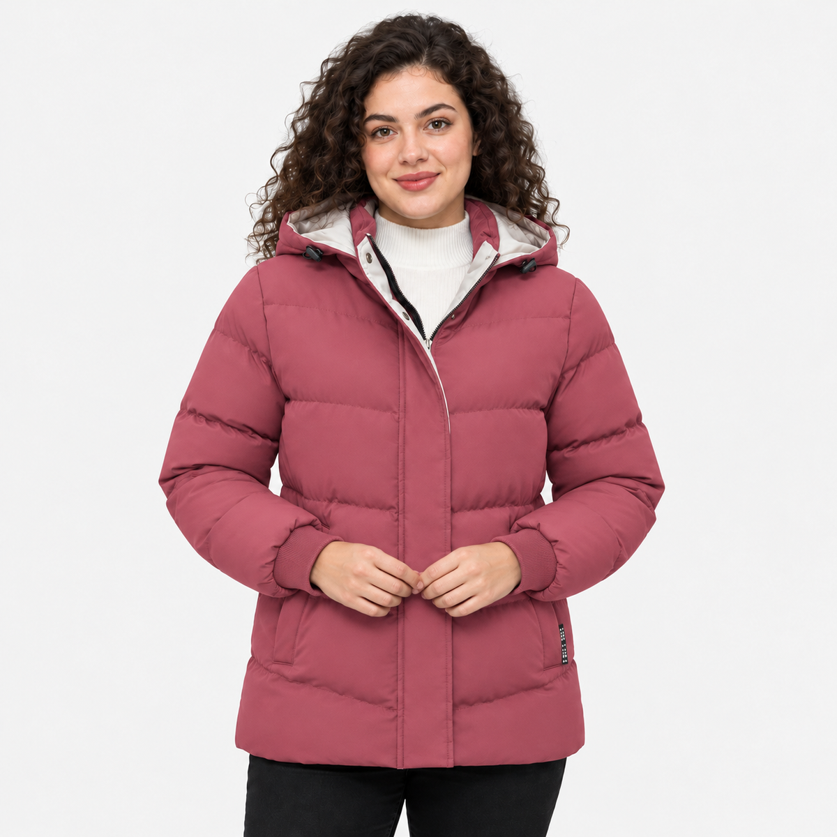 NAJAS | Women's Fleece Lined Hooded Coat Warm Padded Winter Jacket