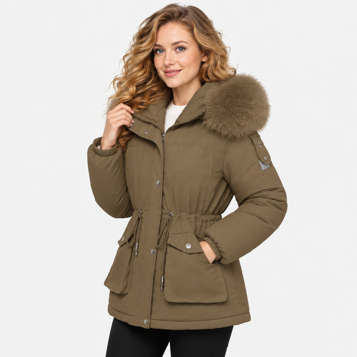 NAJAS | Women’s Velvet Padded Winter Jacket Thick Warm Casual Coat