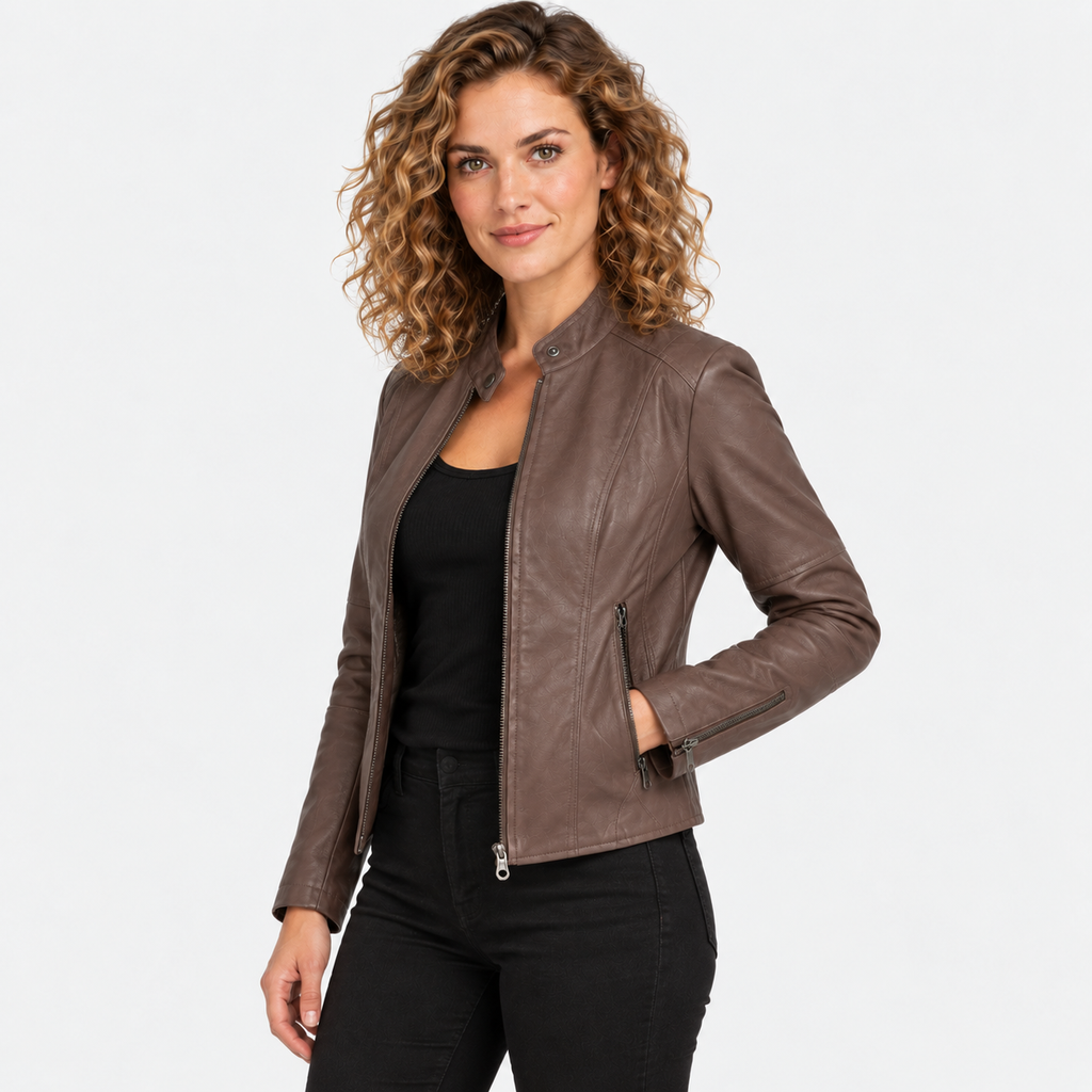 NAJAS | Women’s Leather Jacket Soft Leather Classic Fit Casual Outerwear