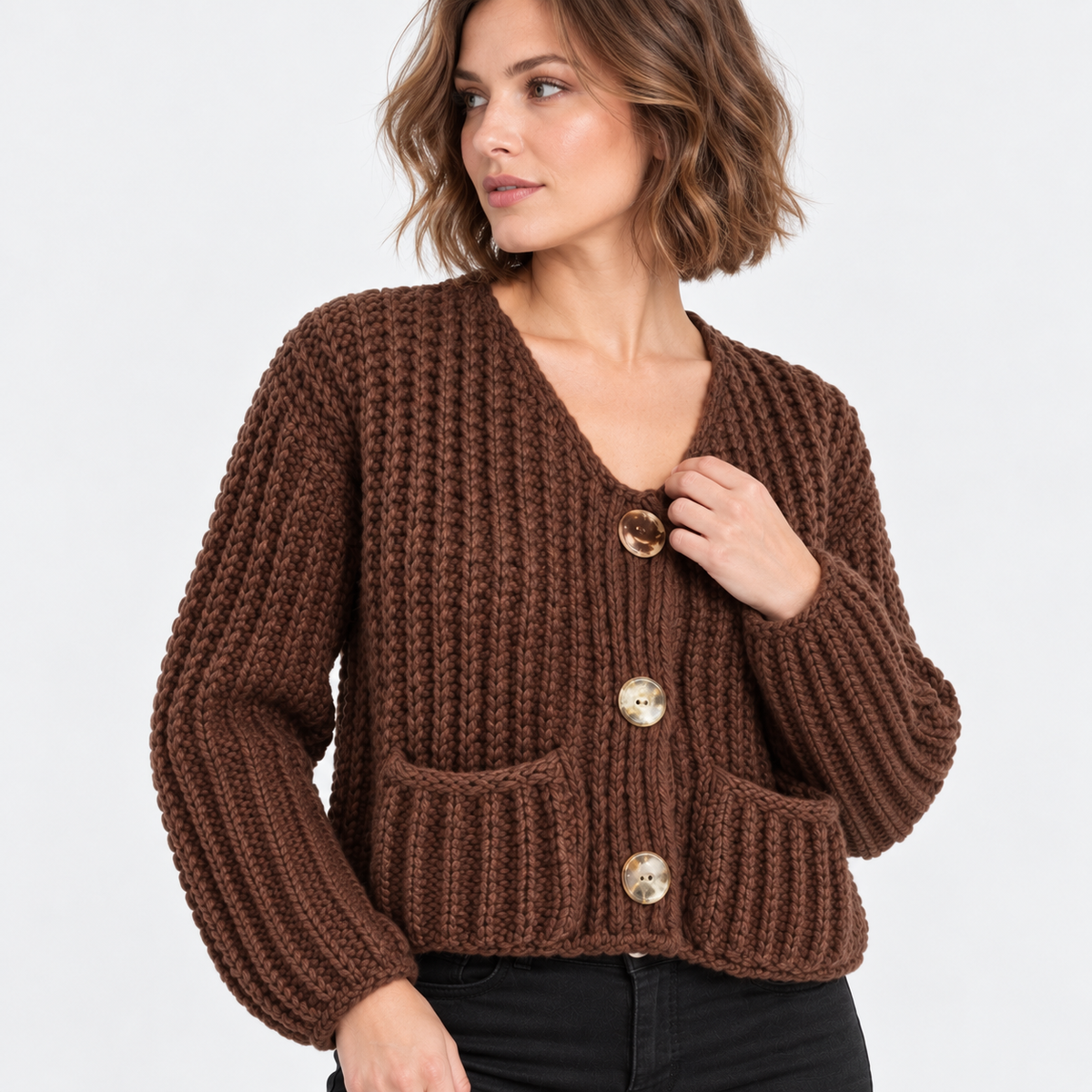NAJAS | Women’s Single Breasted Coat Double Pocket Elegant Outerwear