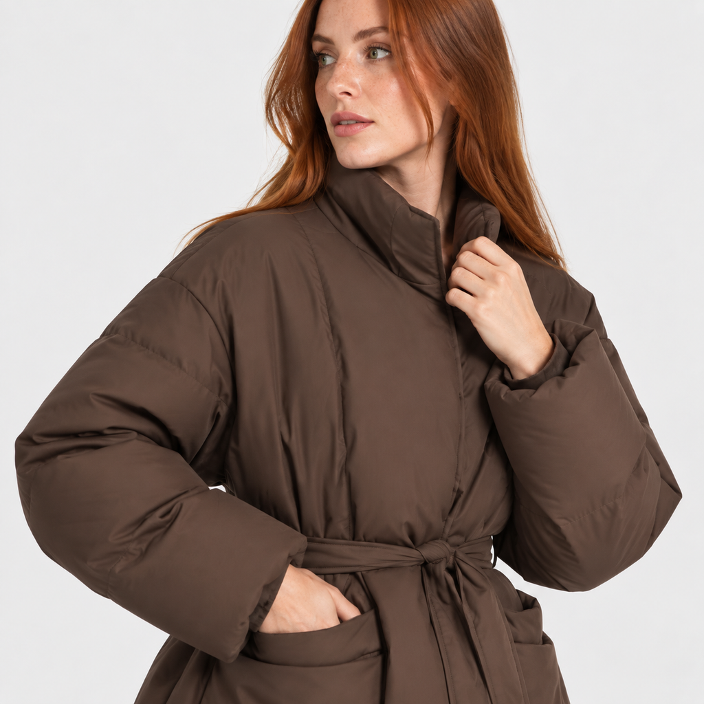 NAJAS | Women’s Retro Quilted Coat Artistic Print Casual Winter Jacket
