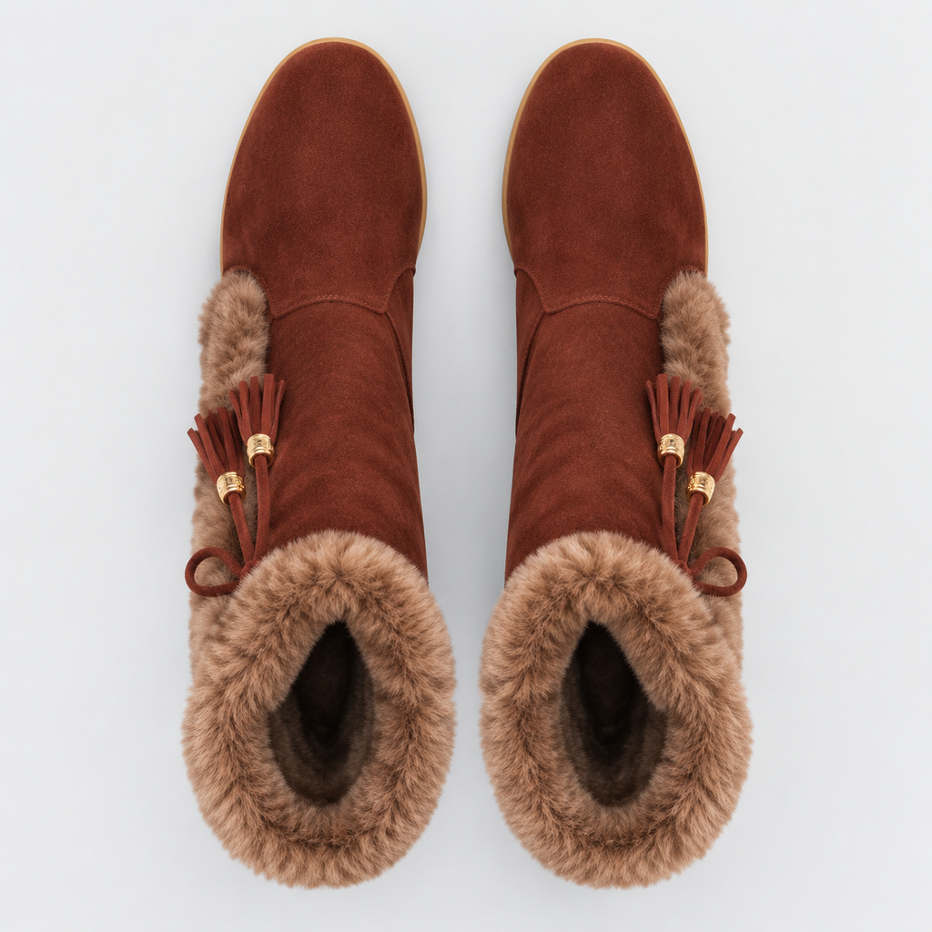 NAJAS | Women’s Winter Knight Boots Warm Plush Lined Wedge Heel Shoes