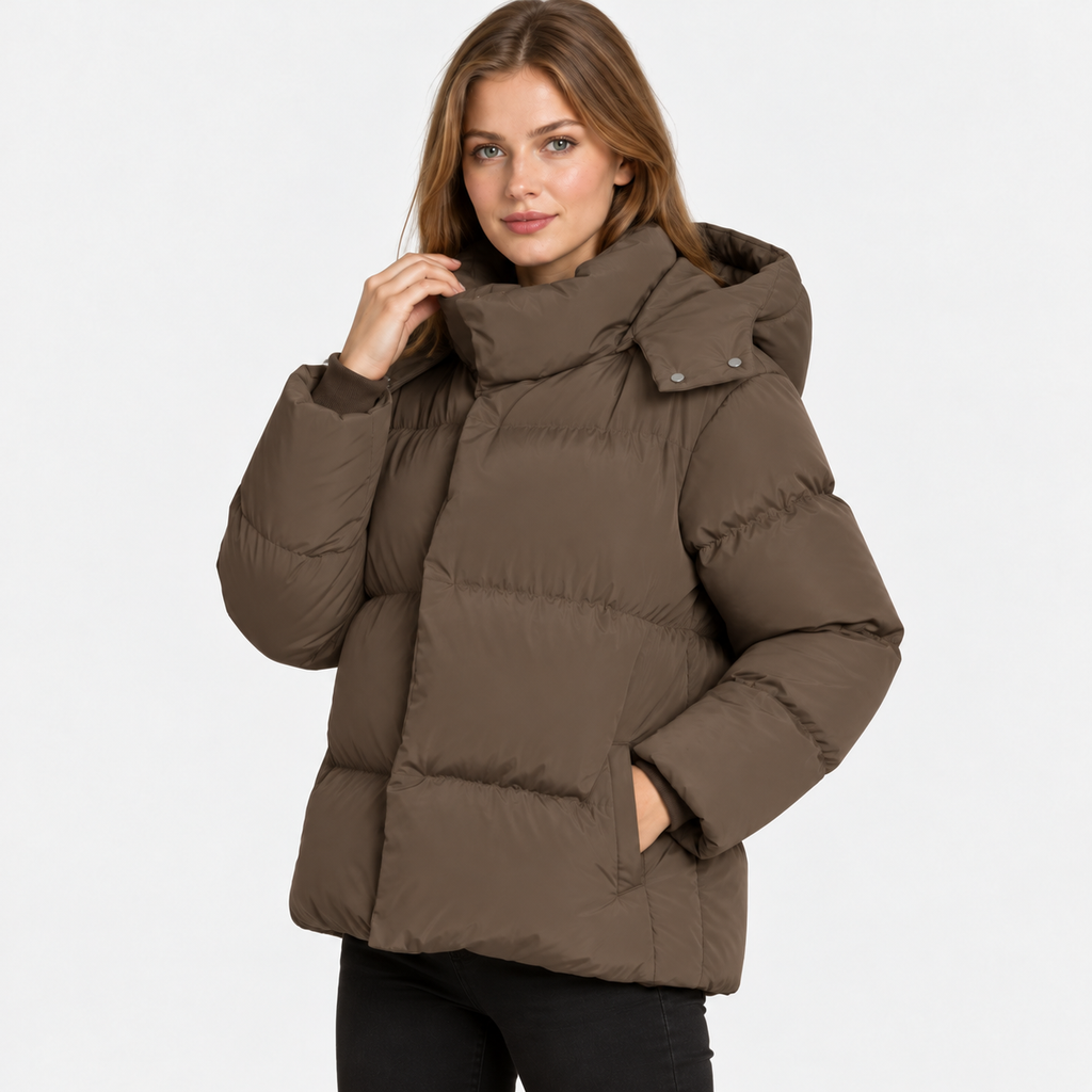 NAJAS | Women's Hooded Cotton Coat Detachable Hood Padded Workwear Jacket