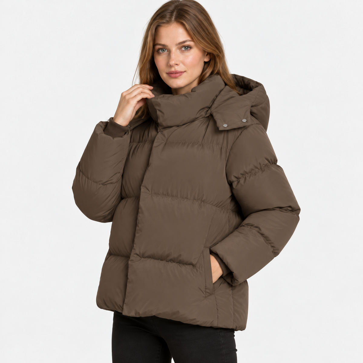 NAJAS | Women's Hooded Cotton Coat Detachable Hood Padded Workwear Jacket
