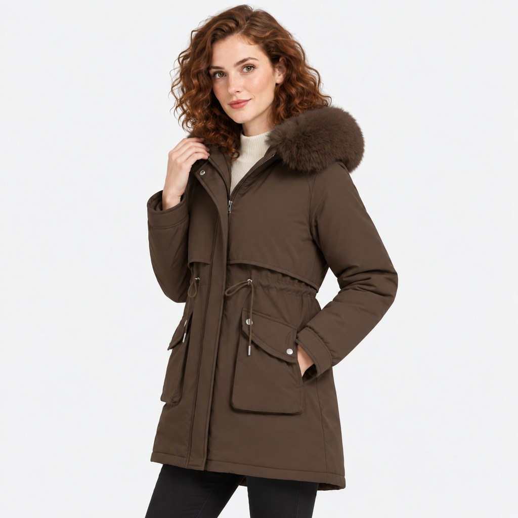 NAJAS | Women's Fur Lined Hooded Winter Parka with Loose Fit