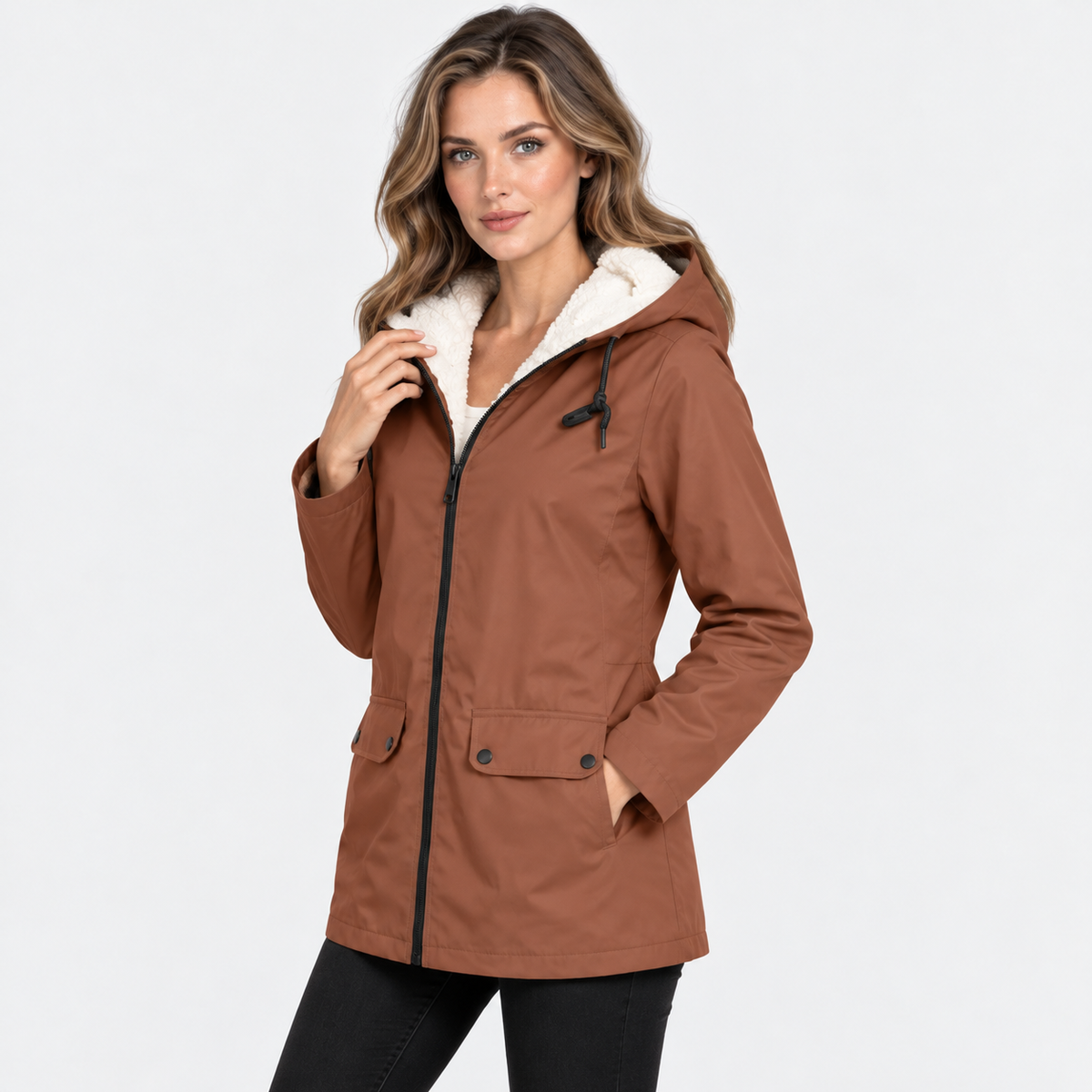 NAJAS | Women's Fleece Lined Hooded Jacket Windproof Winter Outerwear