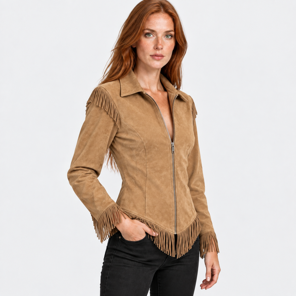 NAJAS | Women’s Vintage Tassel Jacket Slim Fit Fashion Coat