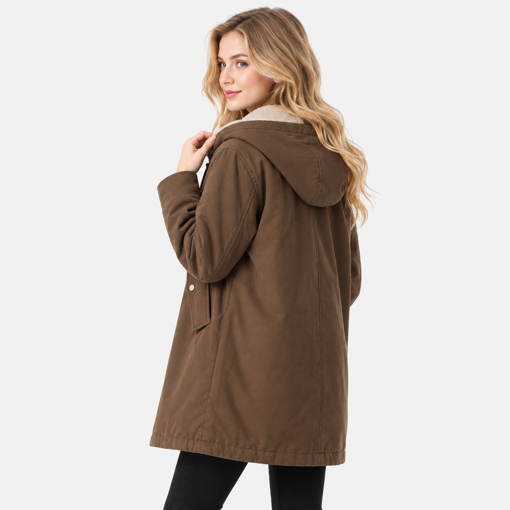NAJAS | Women's Cotton Hooded Parka with Thick Fleece Lining