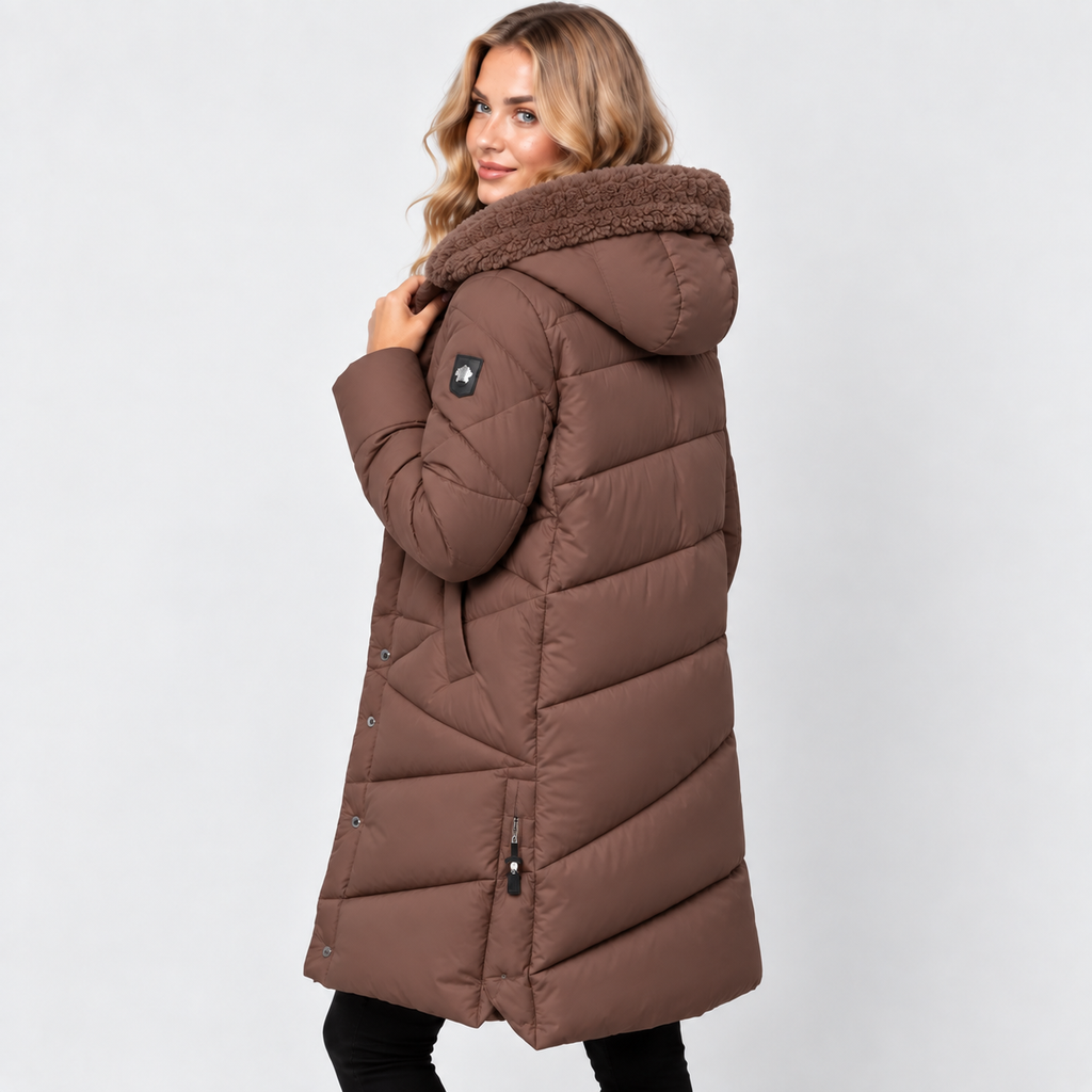 NAJAS | Women’s Mid Length Winter Coat Elegant Commuter Jacket with Pockets